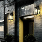 Industrial Black Metal Geometric Outdoor Wall Sconce