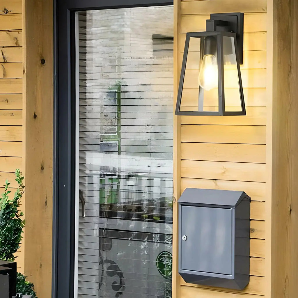 Industrial Black Metal Geometric Outdoor Wall Sconce