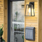 Industrial Black Metal Geometric Outdoor Wall Sconce