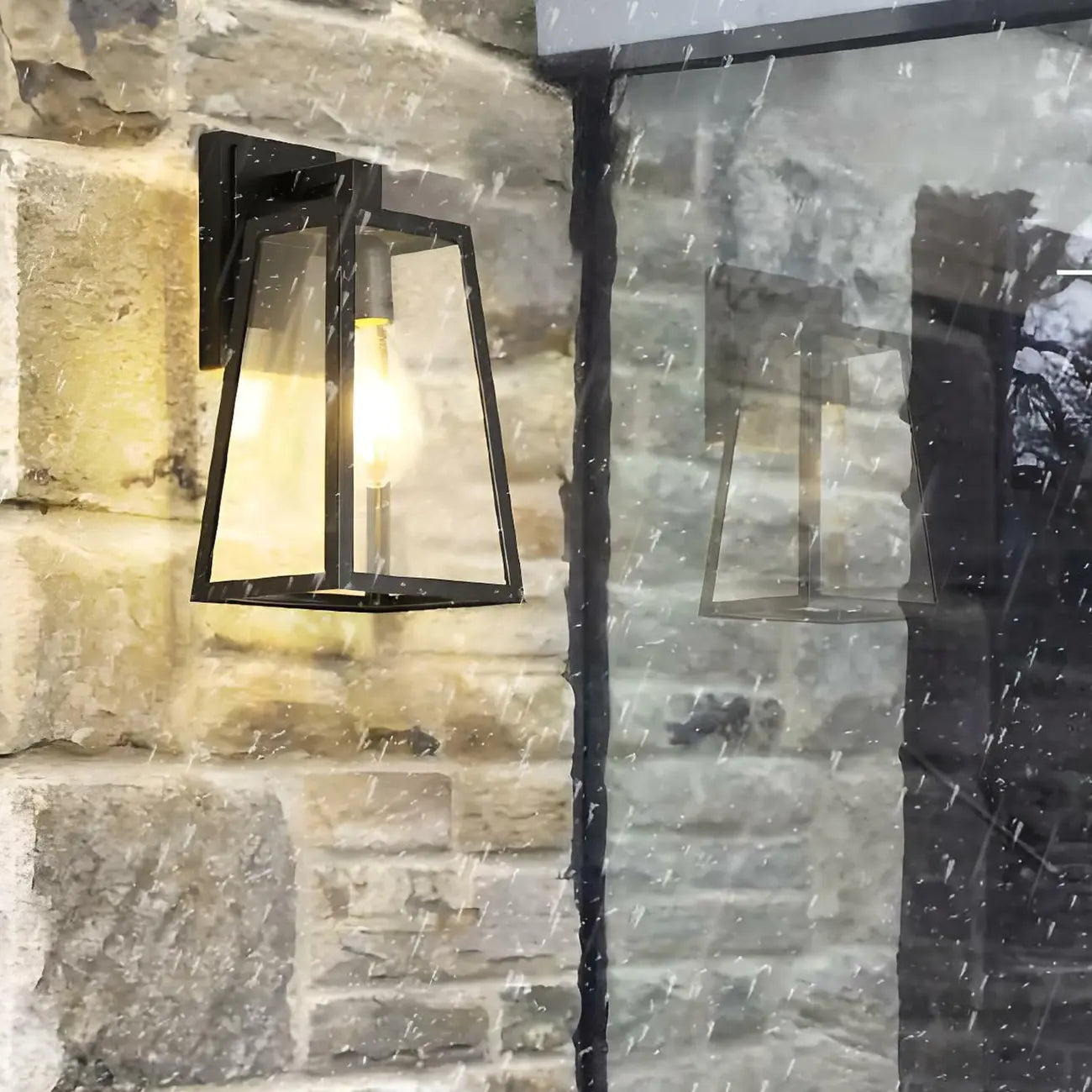 Industrial Black Metal Geometric Outdoor Wall Sconce