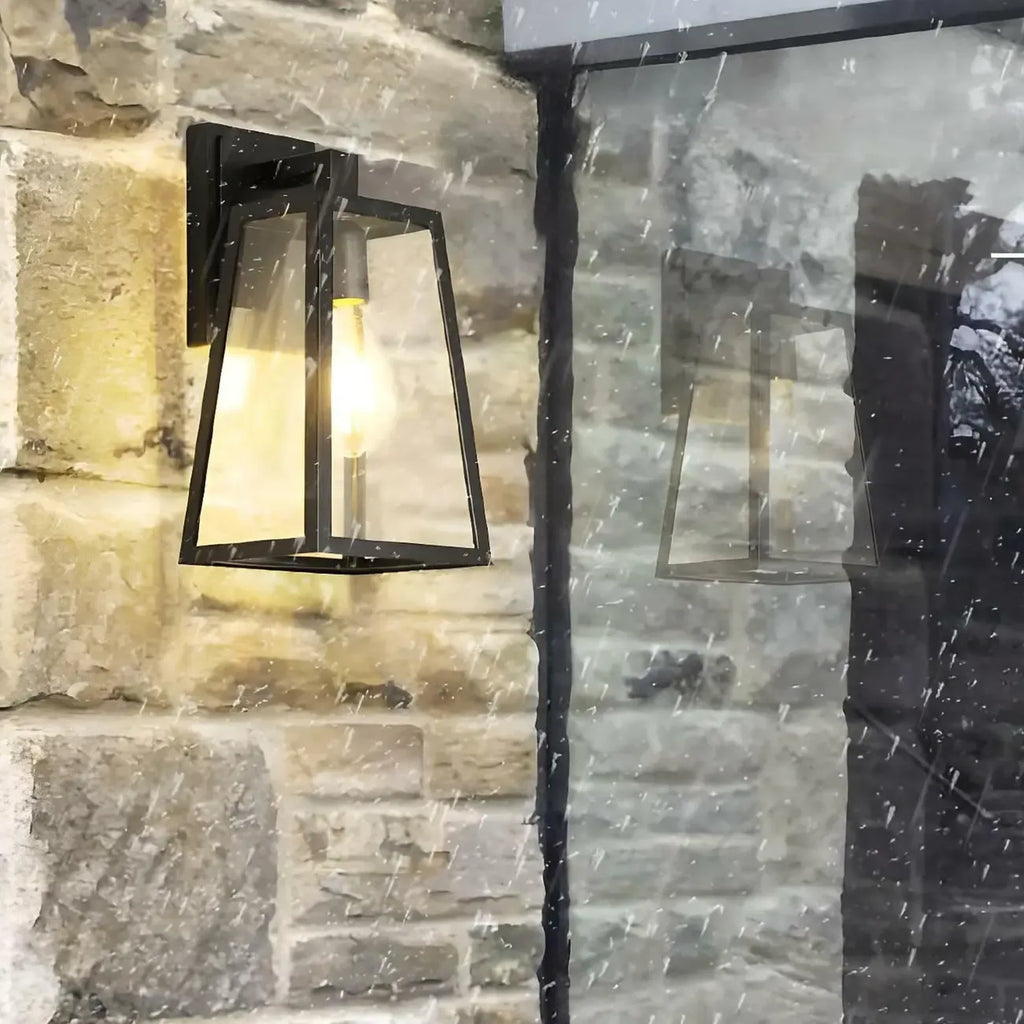 Industrial Black Metal Geometric Outdoor Wall Sconce