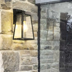 Industrial Black Metal Geometric Outdoor Wall Sconce