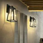 Industrial Black Metal Geometric Outdoor Wall Sconce