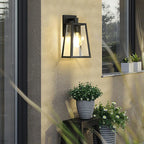 Industrial Black Metal Geometric Outdoor Wall Sconce