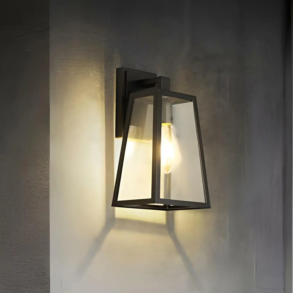 Industrial Black Metal Geometric Outdoor Wall Sconce