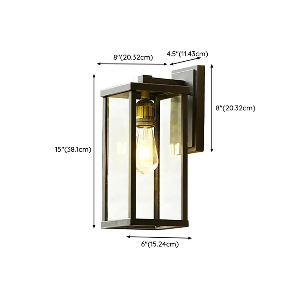 Industrial Black Metal Geometric Outdoor Wall Sconce