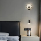 39.5H Sleek Dimmable Black LED 2-Light Wall Lamp for Bedside