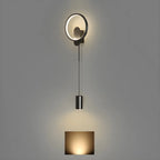 39.5H Sleek Dimmable Black LED 2-Light Wall Lamp for Bedside