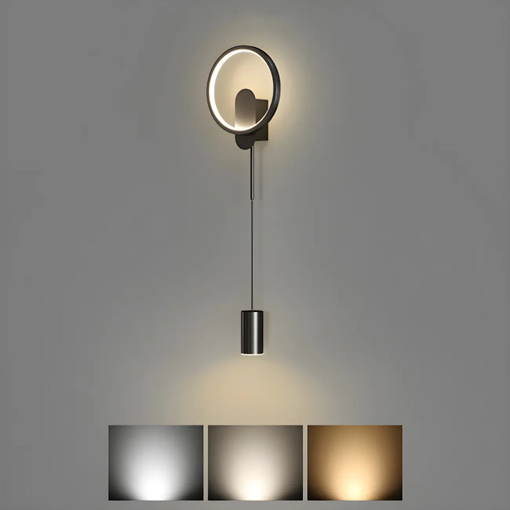 39.5H Sleek Dimmable Black LED 2-Light Wall Lamp for Bedside