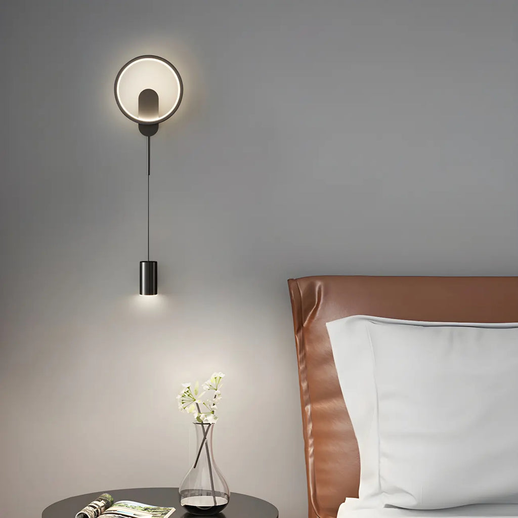 39.5H Sleek Dimmable Black LED 2-Light Wall Lamp for Bedside