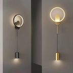 39.5H Sleek Dimmable Black LED 2-Light Wall Lamp for Bedside