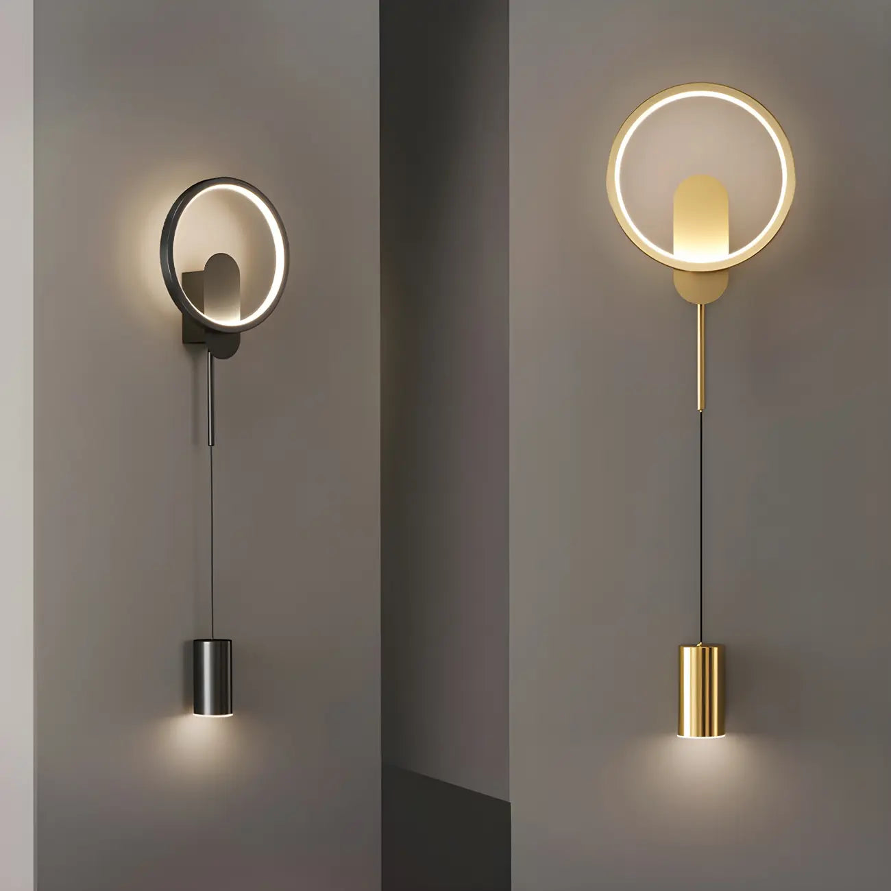 39.5H Sleek Dimmable Black LED 2-Light Wall Lamp for Bedside