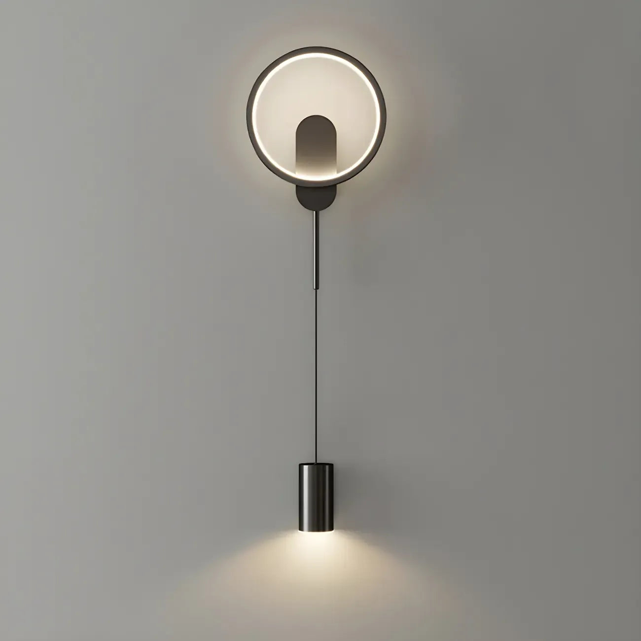 39.5H Sleek Dimmable Black LED 2-Light Wall Lamp for Bedside