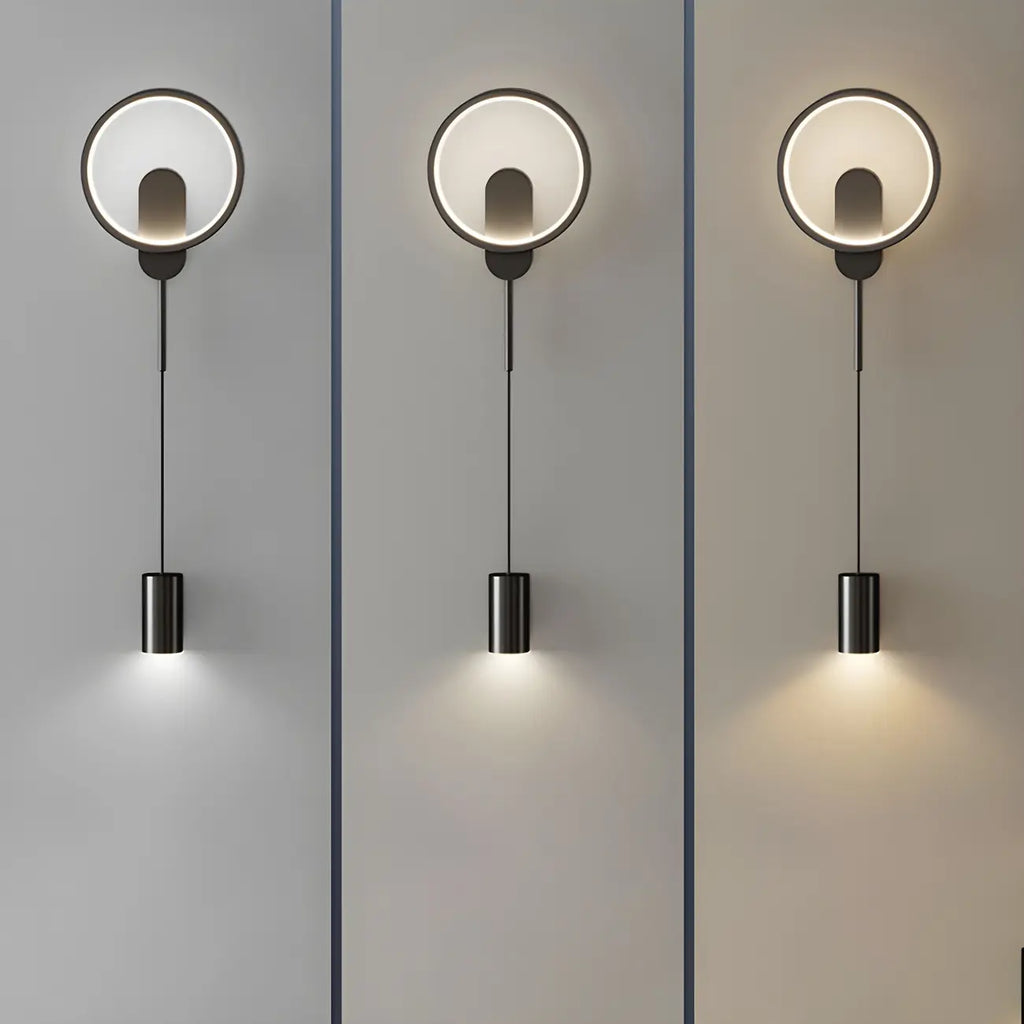 39.5H Sleek Dimmable Black LED 2-Light Wall Lamp for Bedside