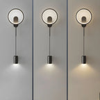 39.5H Sleek Dimmable Black LED 2-Light Wall Lamp for Bedside