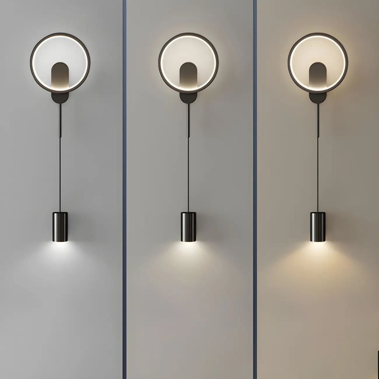 39.5H Sleek Dimmable Black LED 2-Light Wall Lamp for Bedside