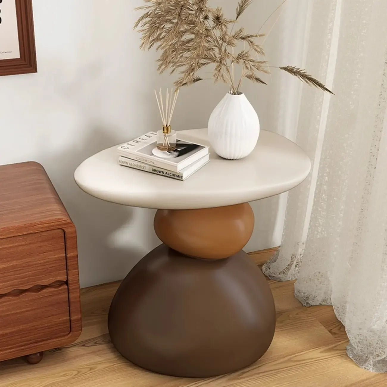 Contemporary Artistic Resin Base Side Table