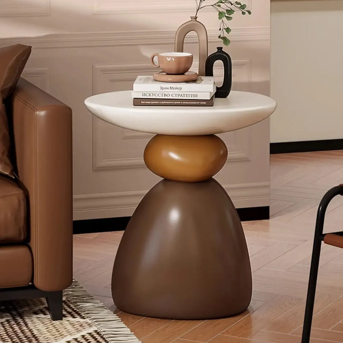 Contemporary Artistic Resin Base Side Table