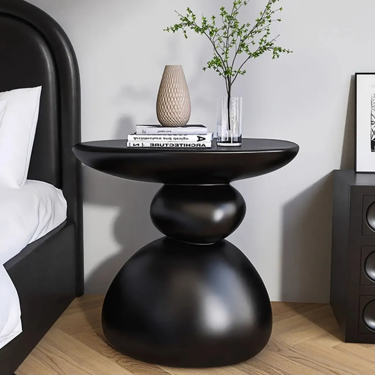 Contemporary Artistic Resin Base Side Table