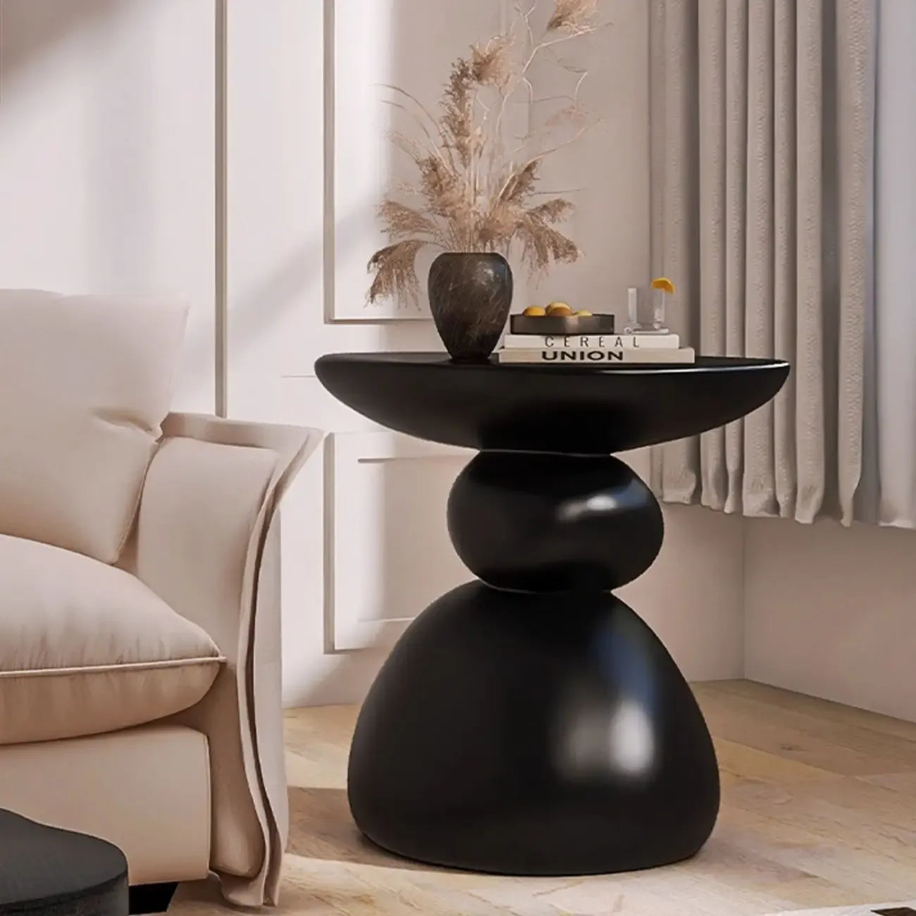Contemporary Artistic Resin Base Side Table