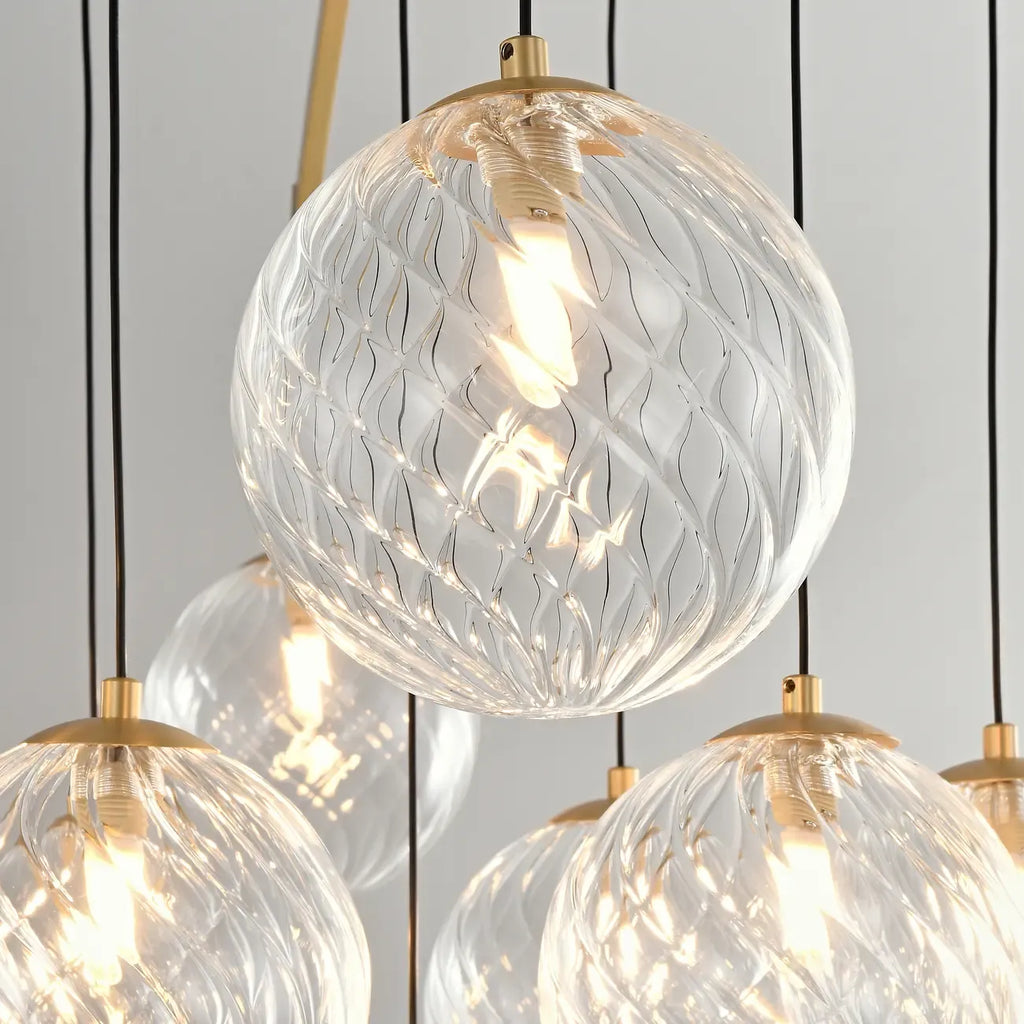 Gold Glass Orb Crystal Chandelier Modern Elegant Design
