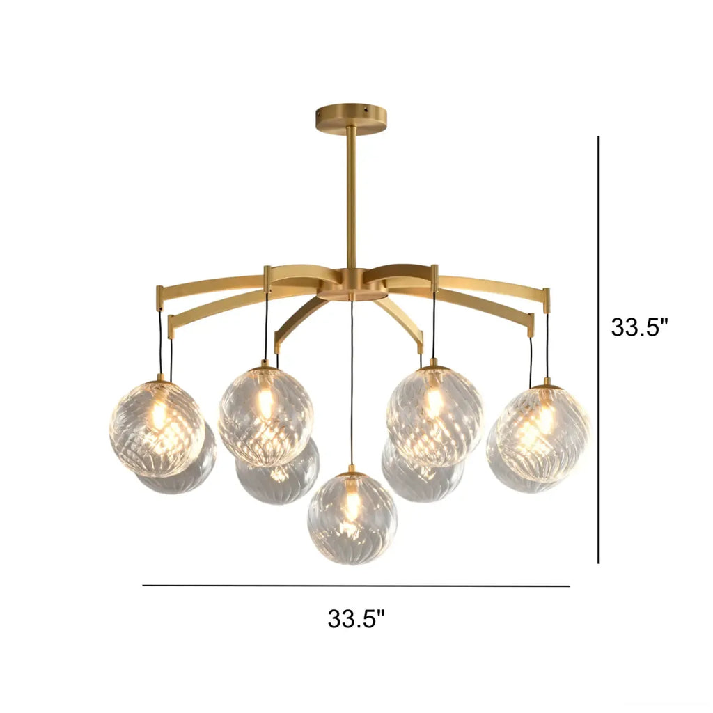 Gold Glass Orb Crystal Chandelier Modern Elegant Design