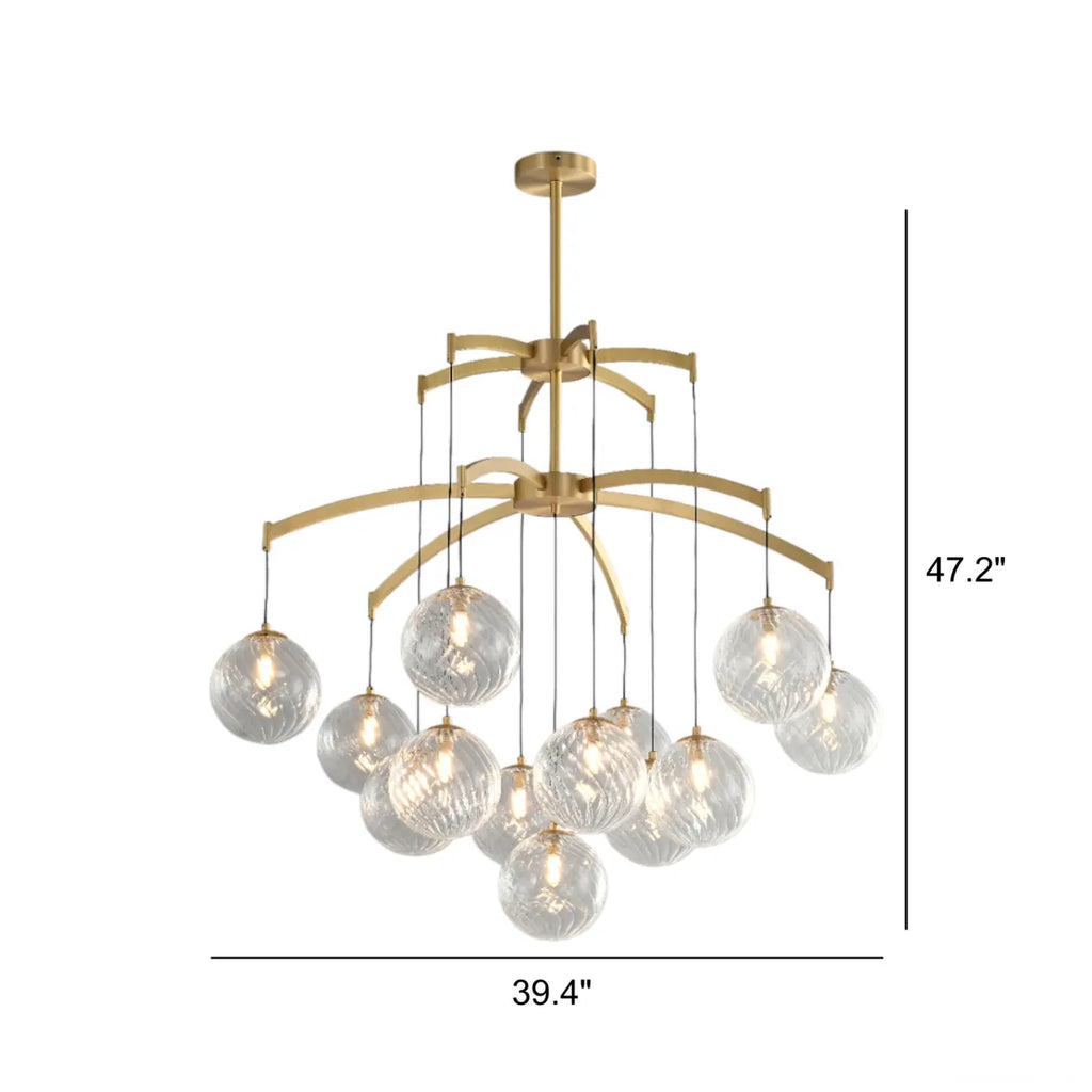 Gold Glass Orb Crystal Chandelier Modern Elegant Design