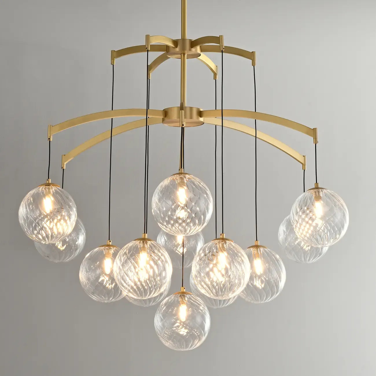 Gold Glass Orb Crystal Chandelier Modern Elegant Design