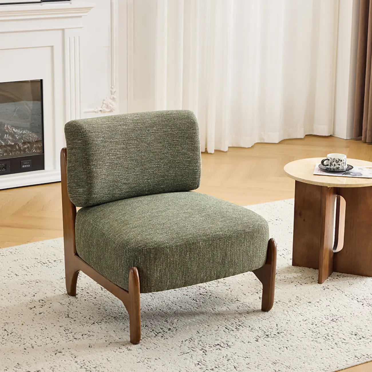 Green Chenille Lounge Chair Accent Chair for Living Room
