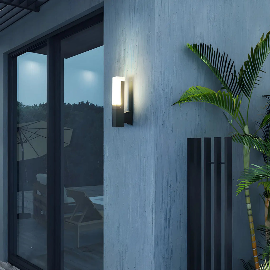 Modern Black Rectangle Acrylic Shade LED Outdoor Wall Light