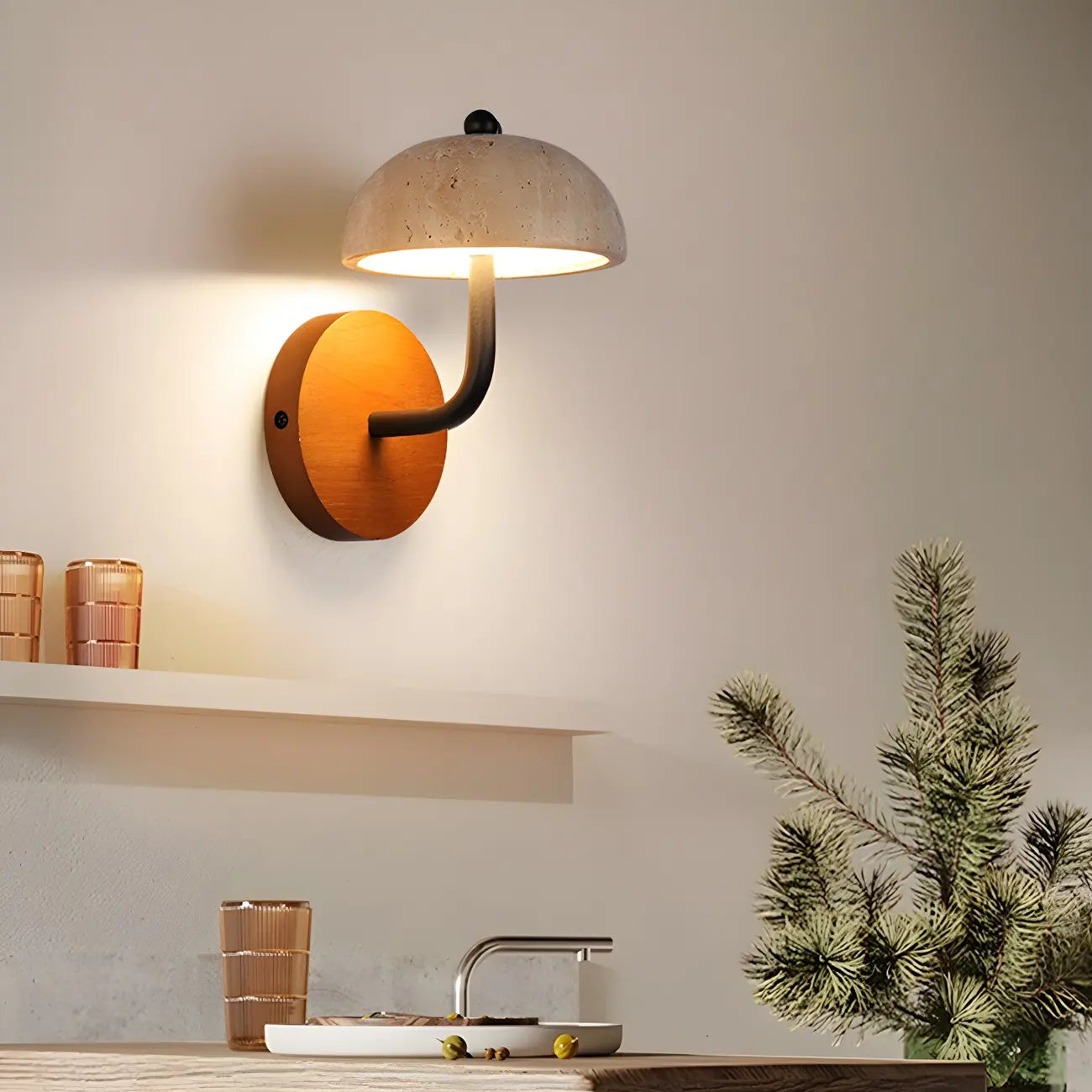 Vintage Mushroom-Shape Wall Sconce for Residential Use