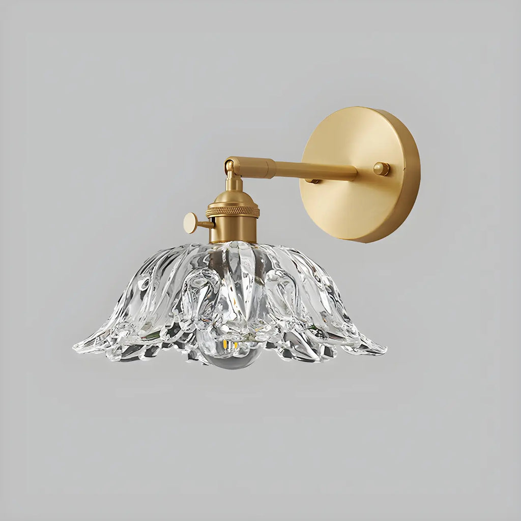 Vintage Adjustable Crystal LED Wall Sconce with Brass Finish