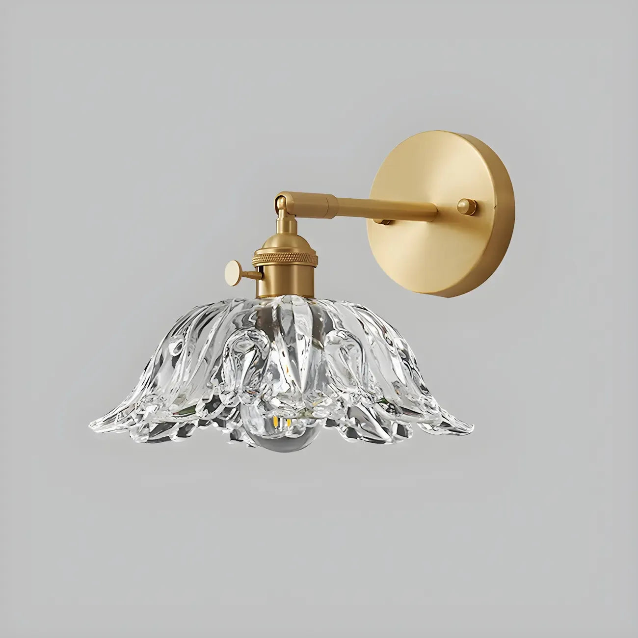 Vintage Adjustable Crystal LED Wall Sconce with Brass Finish
