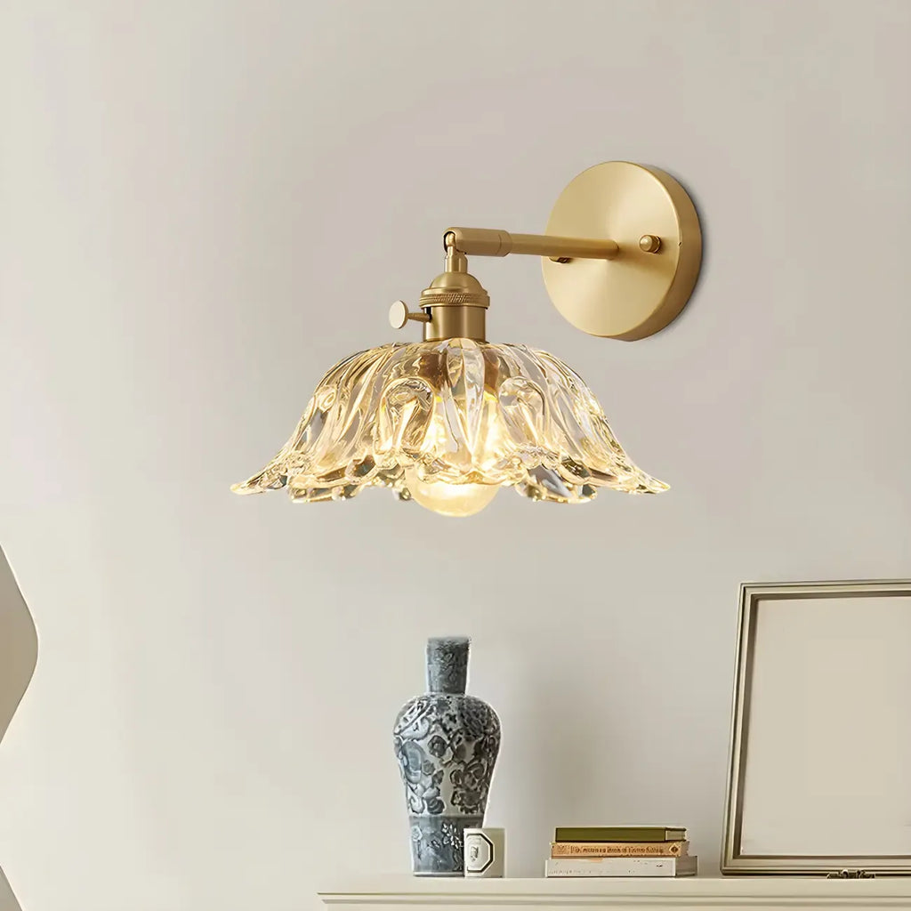 Vintage Adjustable Crystal LED Wall Sconce with Brass Finish