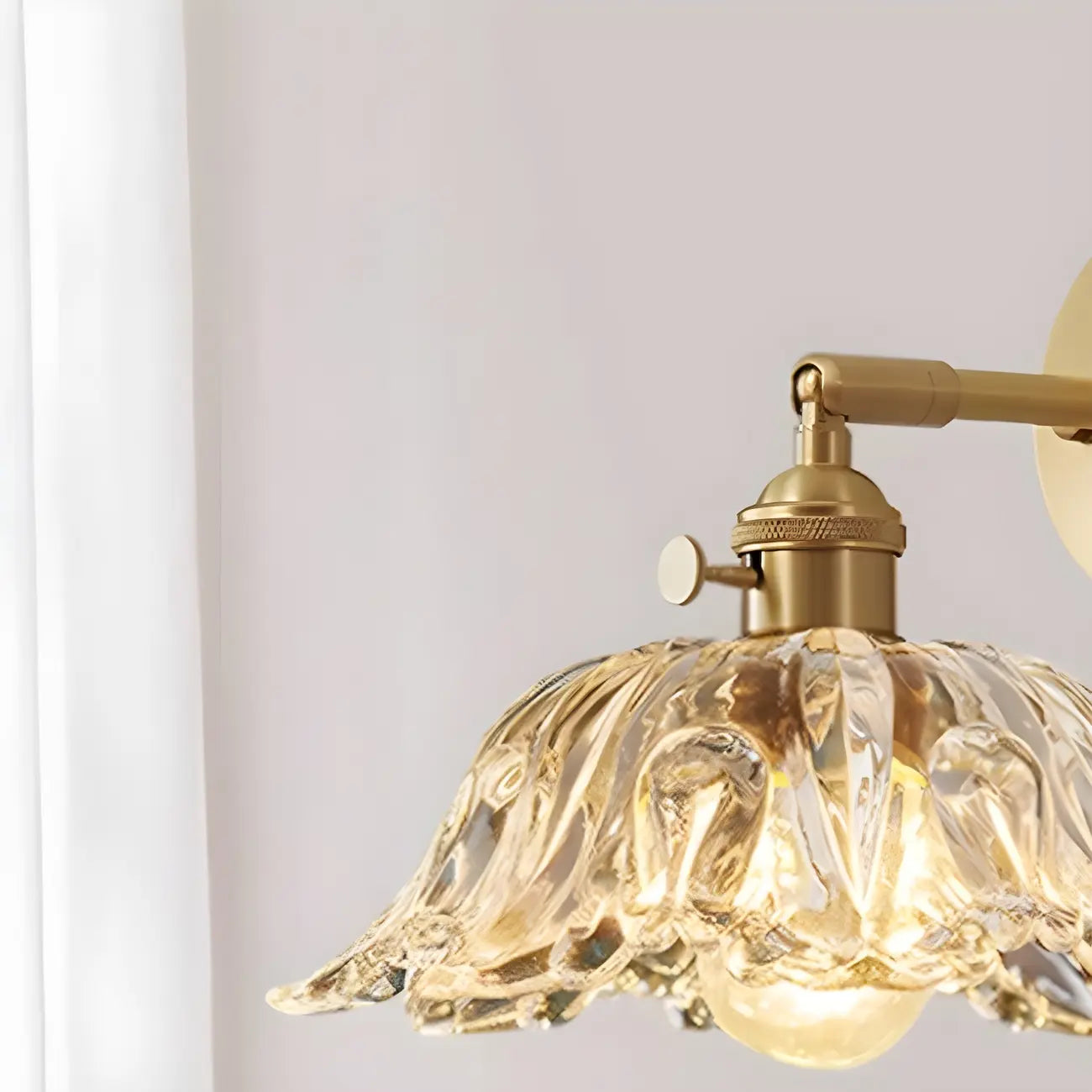 Vintage Adjustable Crystal LED Wall Sconce with Brass Finish