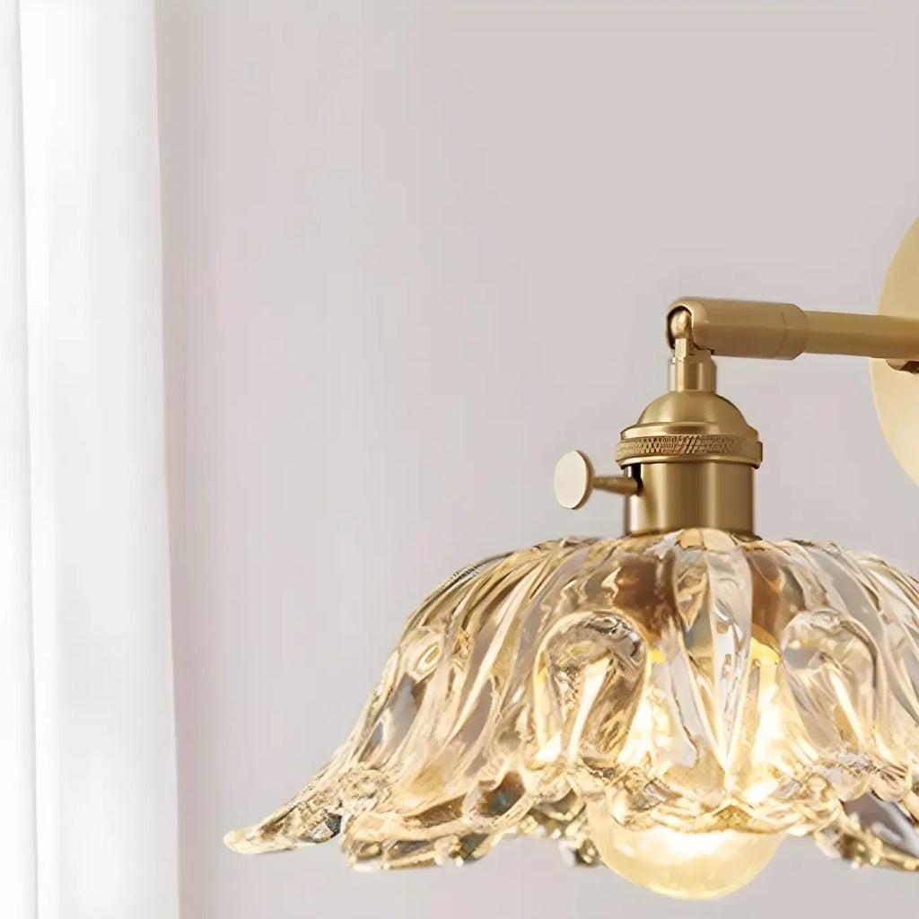 Vintage Adjustable Crystal LED Wall Sconce with Brass Finish