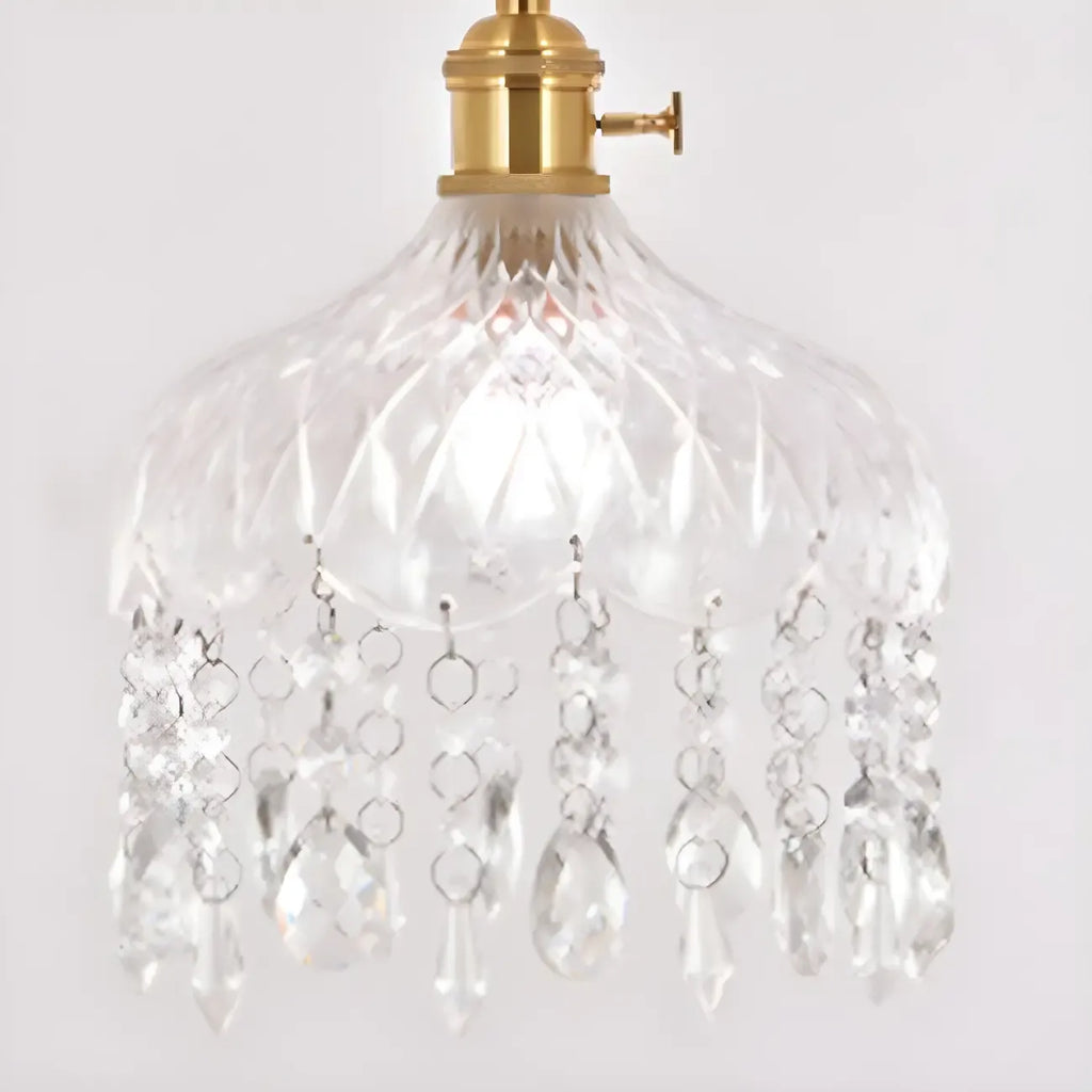 Elegant Glass-Crystal Gold Island Pendant Lights
