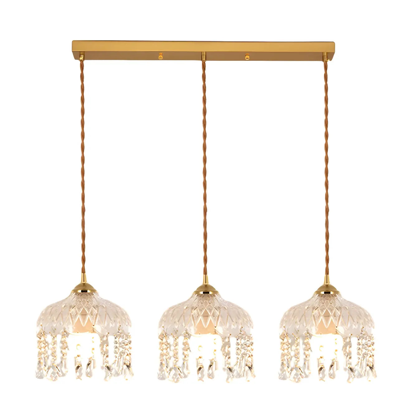 Elegant Glass-Crystal Gold Island Pendant Lights