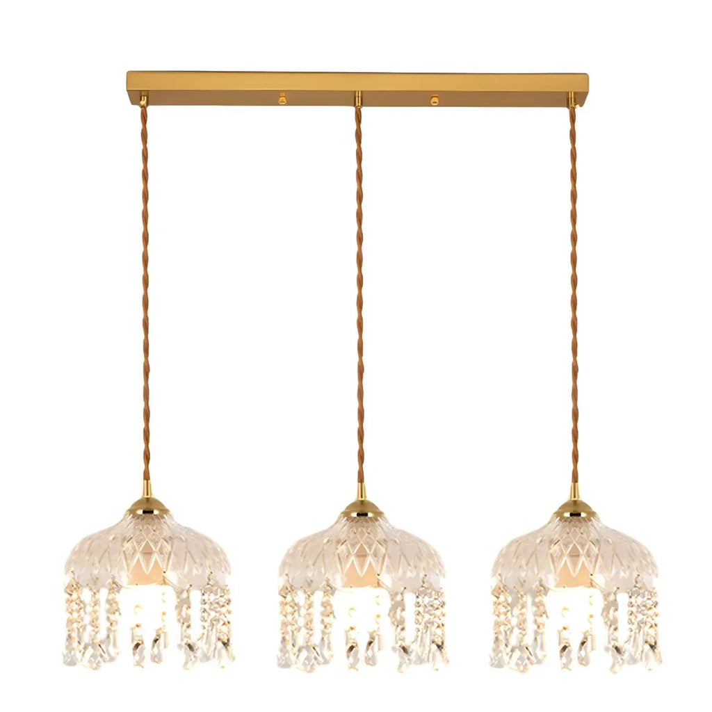 Elegant Glass-Crystal Gold Island Pendant Lights