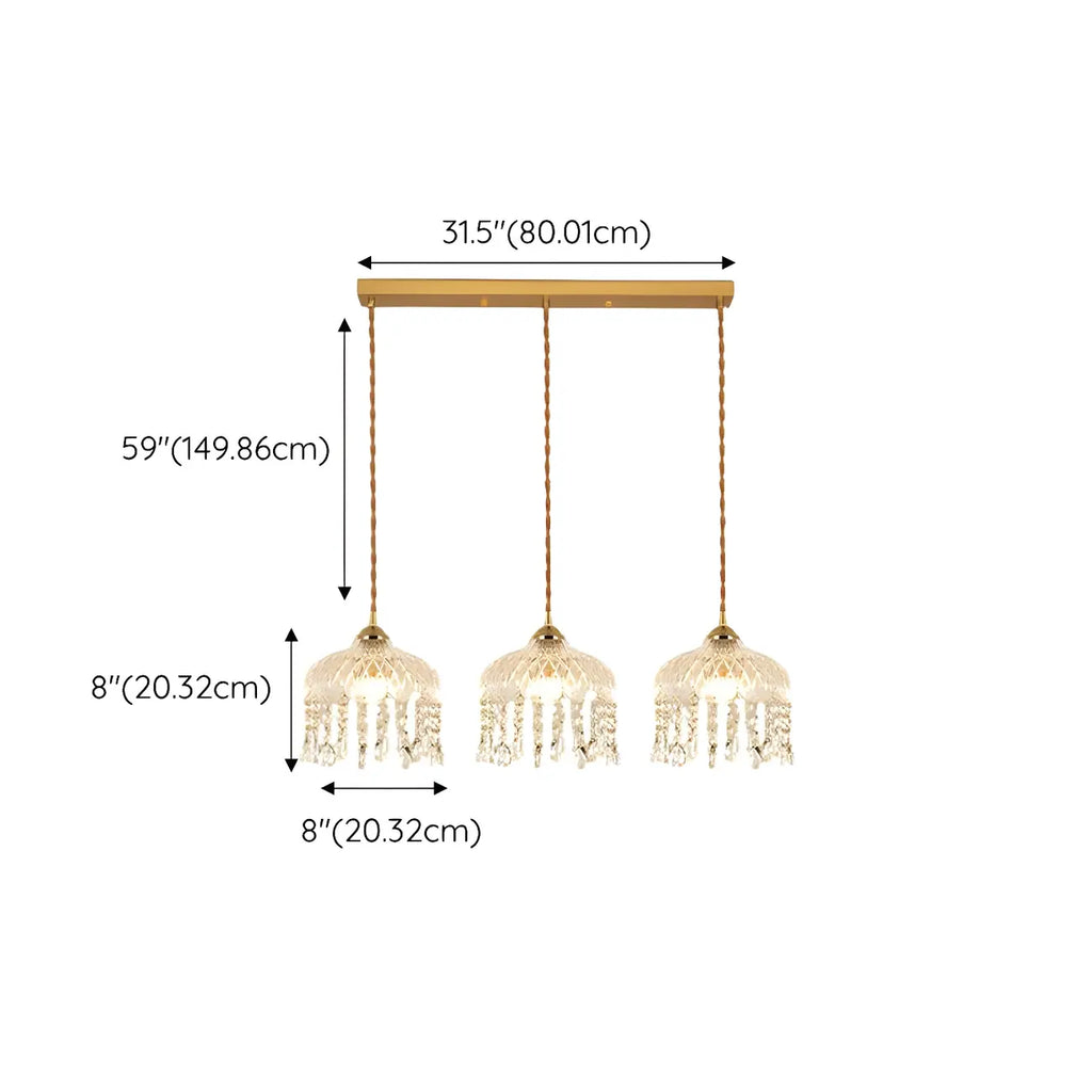 Elegant Glass-Crystal Gold Island Pendant Lights