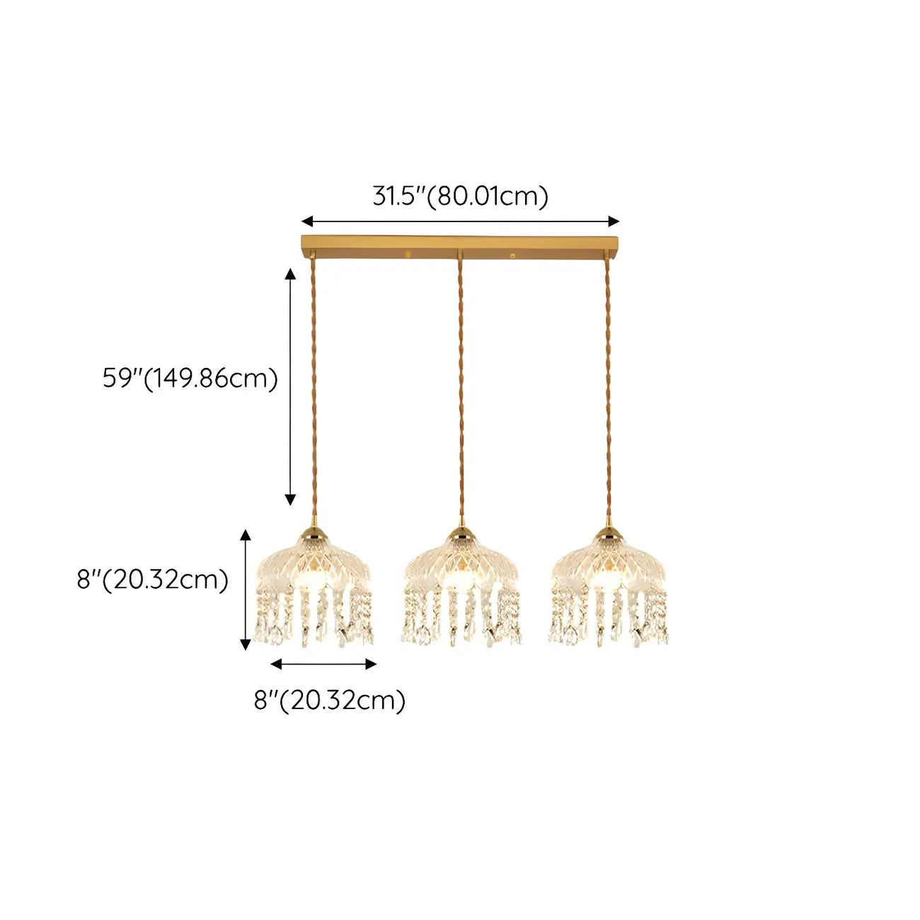 Elegant Glass-Crystal Gold Island Pendant Lights