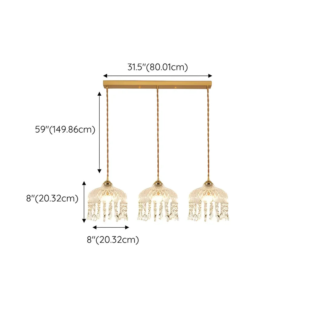 Elegant Glass-Crystal Gold Island Pendant Lights