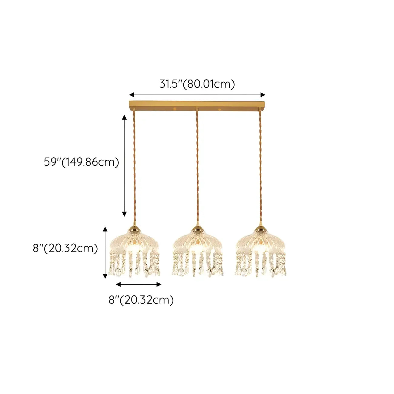 Elegant Glass-Crystal Gold Island Pendant Lights