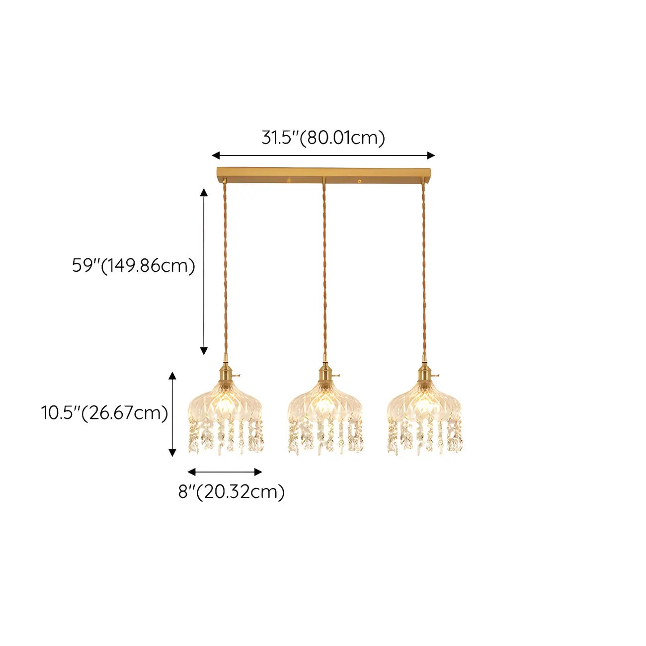 Elegant Glass-Crystal Gold Island Pendant Lights