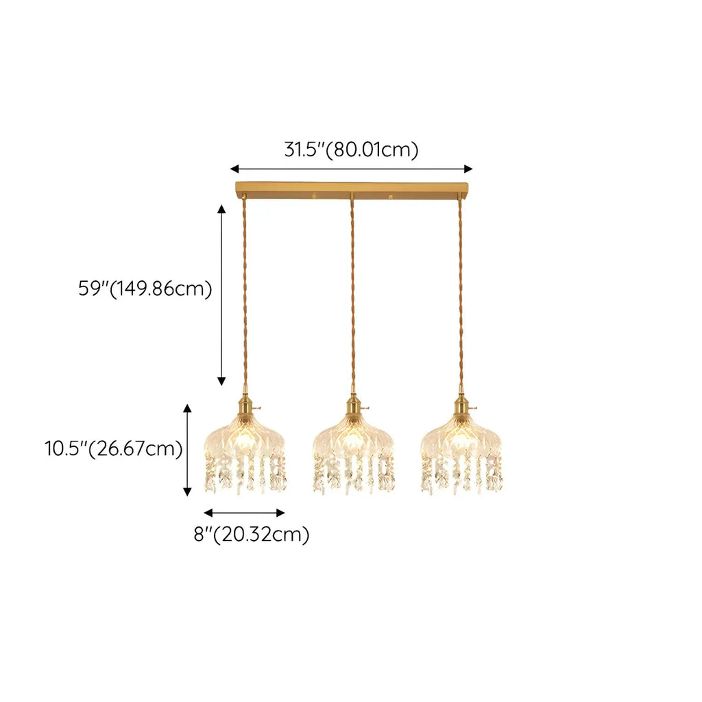 Elegant Glass-Crystal Gold Island Pendant Lights