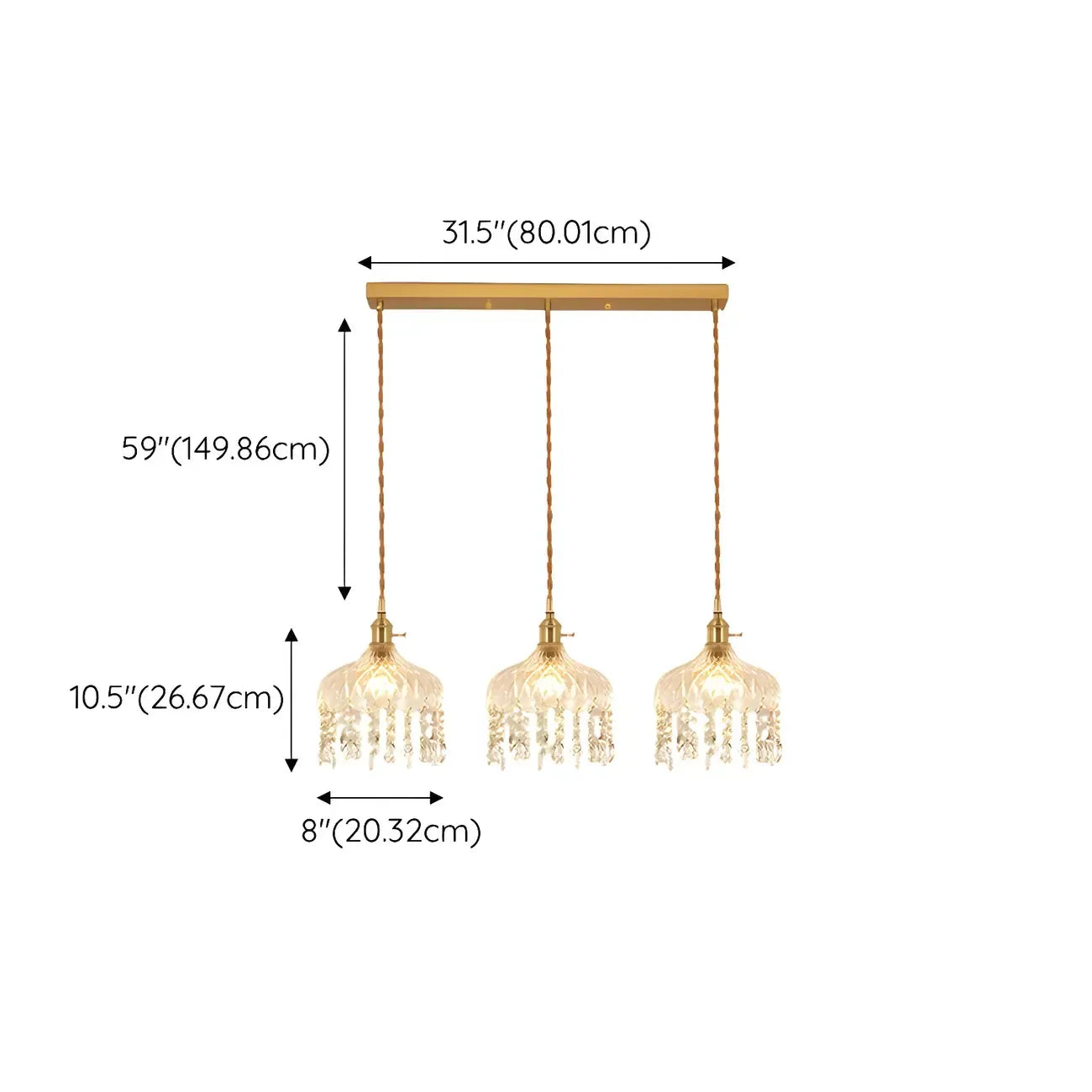 Elegant Glass-Crystal Gold Island Pendant Lights