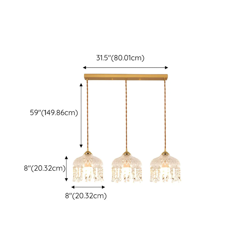 Elegant Glass-Crystal Gold Island Pendant Lights