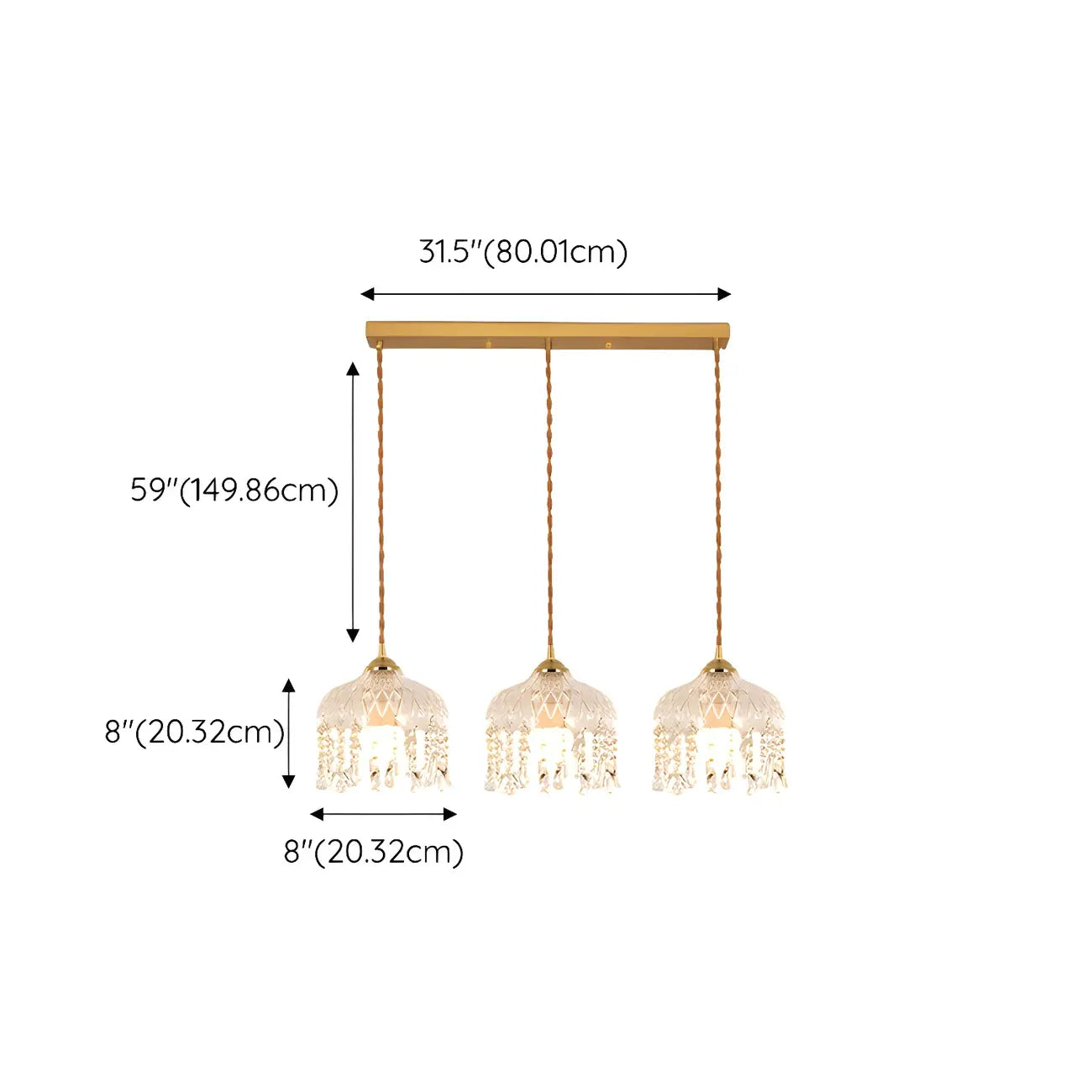 Elegant Glass-Crystal Gold Island Pendant Lights