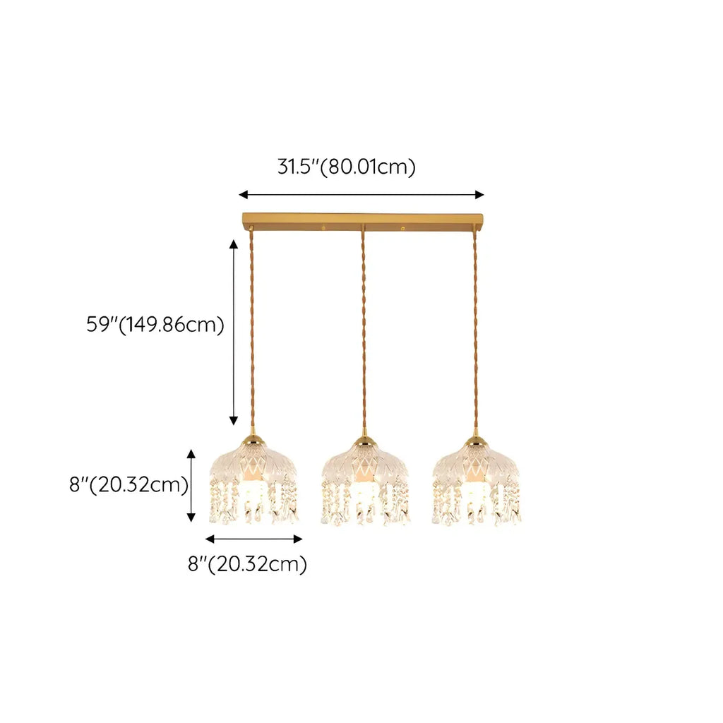 Elegant Glass-Crystal Gold Island Pendant Lights