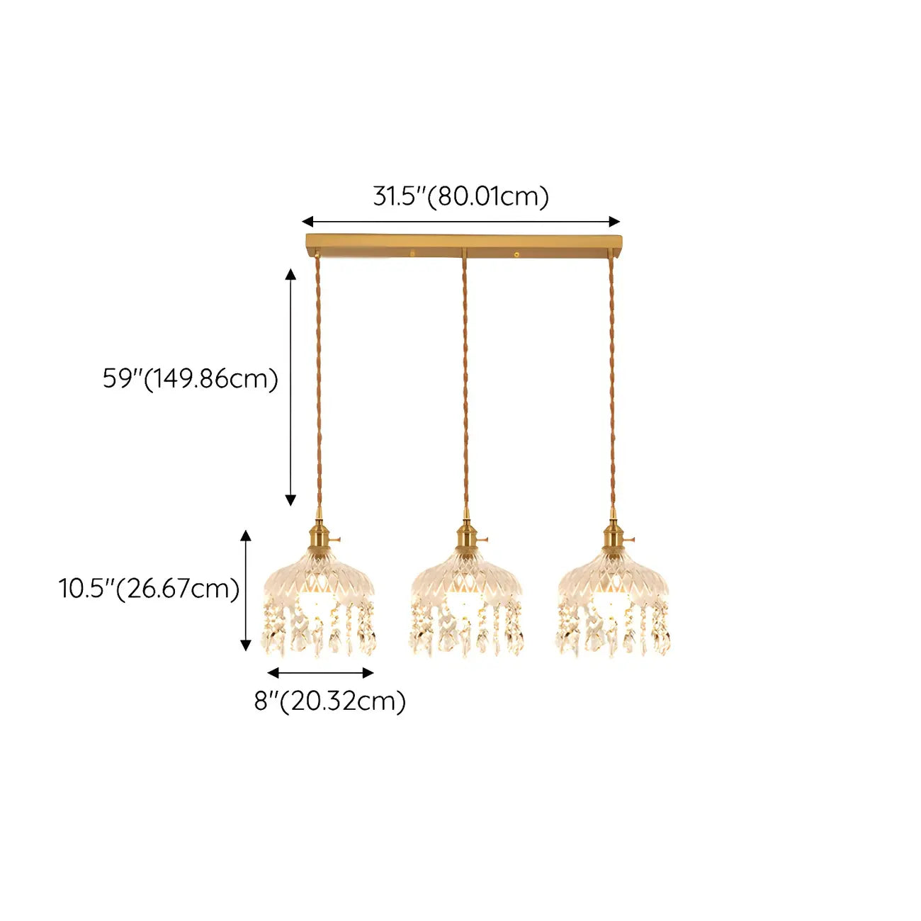 Elegant Glass-Crystal Gold Island Pendant Lights